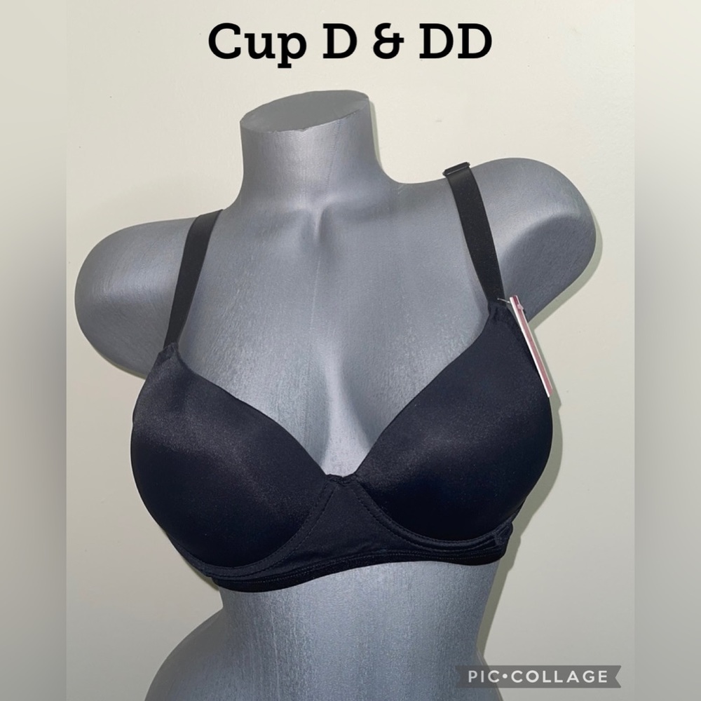Push Up Padded T-Shirt 3 Hooks Underwire Bra Cup D & DD. NWT